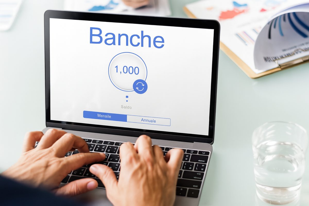 Digital banking: chermata di online banking su laptop, simbolo del ranking digitale aziendale