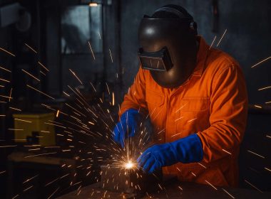 Saldatore industriale al lavoro - esempio di lavoratore usurante per pensione anticipata