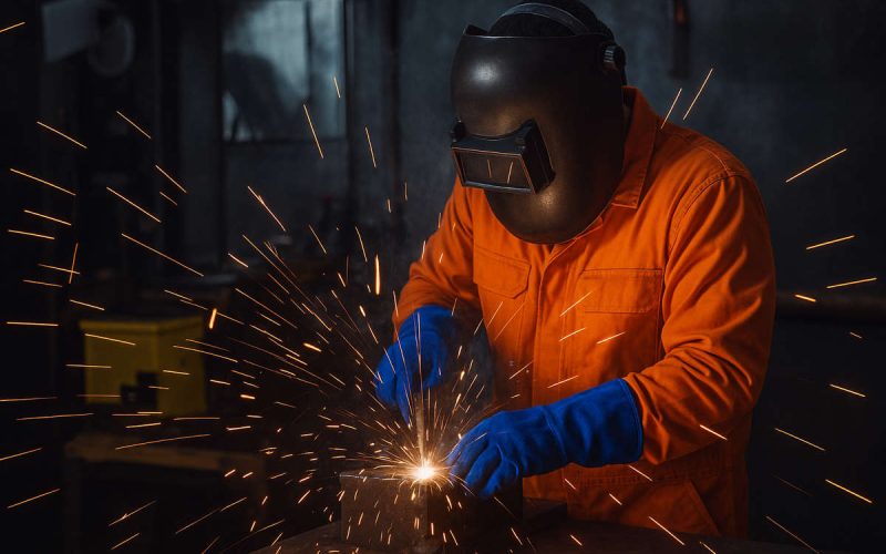 Saldatore industriale al lavoro - esempio di lavoratore usurante per pensione anticipata
