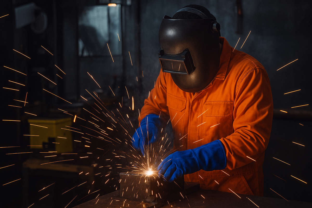 Saldatore industriale al lavoro - esempio di lavoratore usurante per pensione anticipata