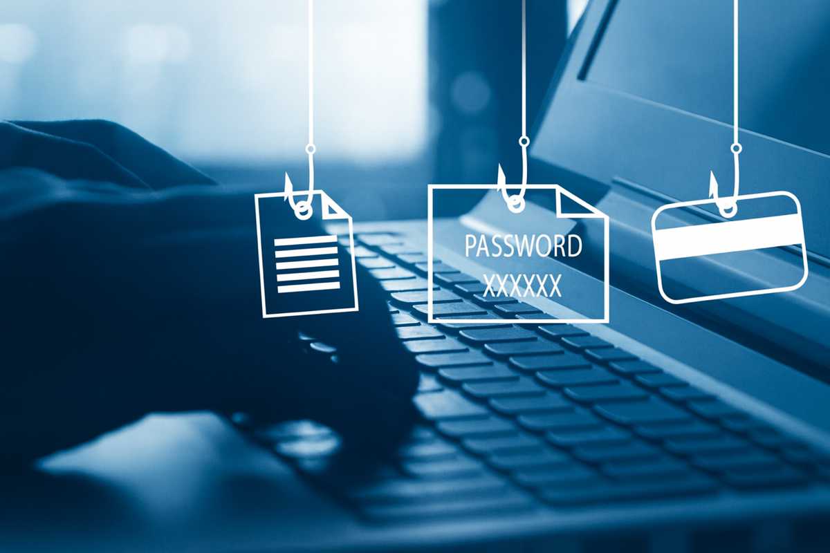 Attacco di phishing social con furto di password e dati personali tramite e-mail e documenti falsi su computer portatile.
