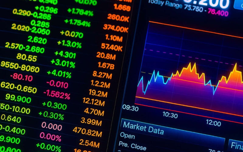 Andamento in tempo reale delle azioni con grafici e dati di mercato