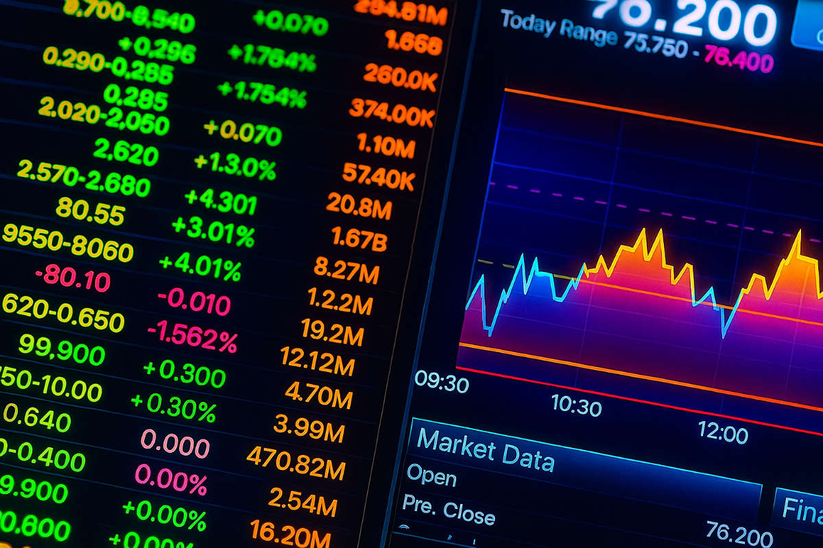 Andamento in tempo reale delle azioni con grafici e dati di mercato