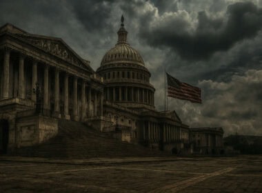 Capitol Hill desolato sotto cieli cupi durante lo shutdown USA 2025