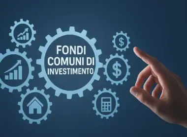 fondi comuni di investimento — concetto visuale con ingranaggi e simboli finanziari che rappresentano crescita, risparmio e pianificazione economica.