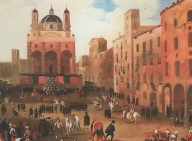 San Pietro in Banchi Genova veduta storica Piazza Banchi XVI secolo