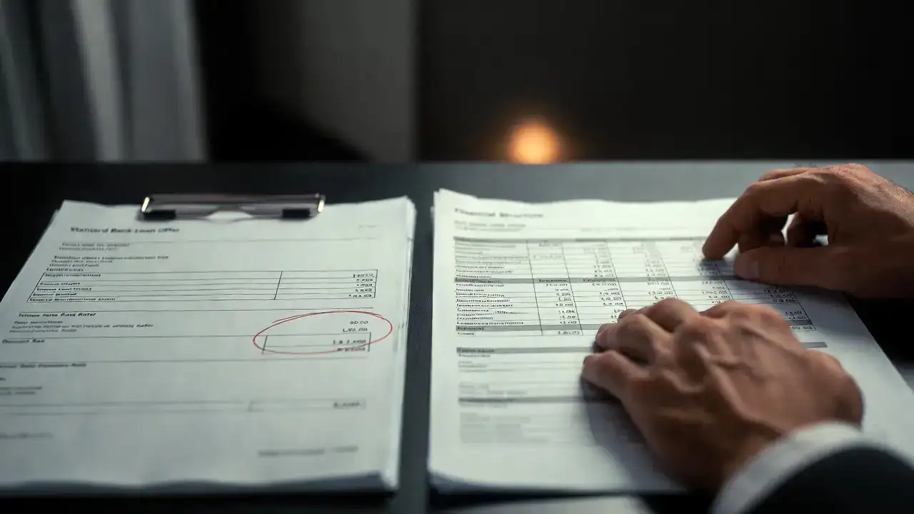 Il problema non è il tasso: è la struttura. Struttura finanziaria PMI: confronto tra offerta bancaria con tasso cerchiato in rosso e analisi finanziaria strutturata con proiezioni di flussi di cassa.