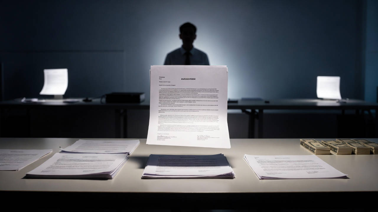 Mancata segnalazione operazione sospetta documenti finanziari non firmati su scrivania.