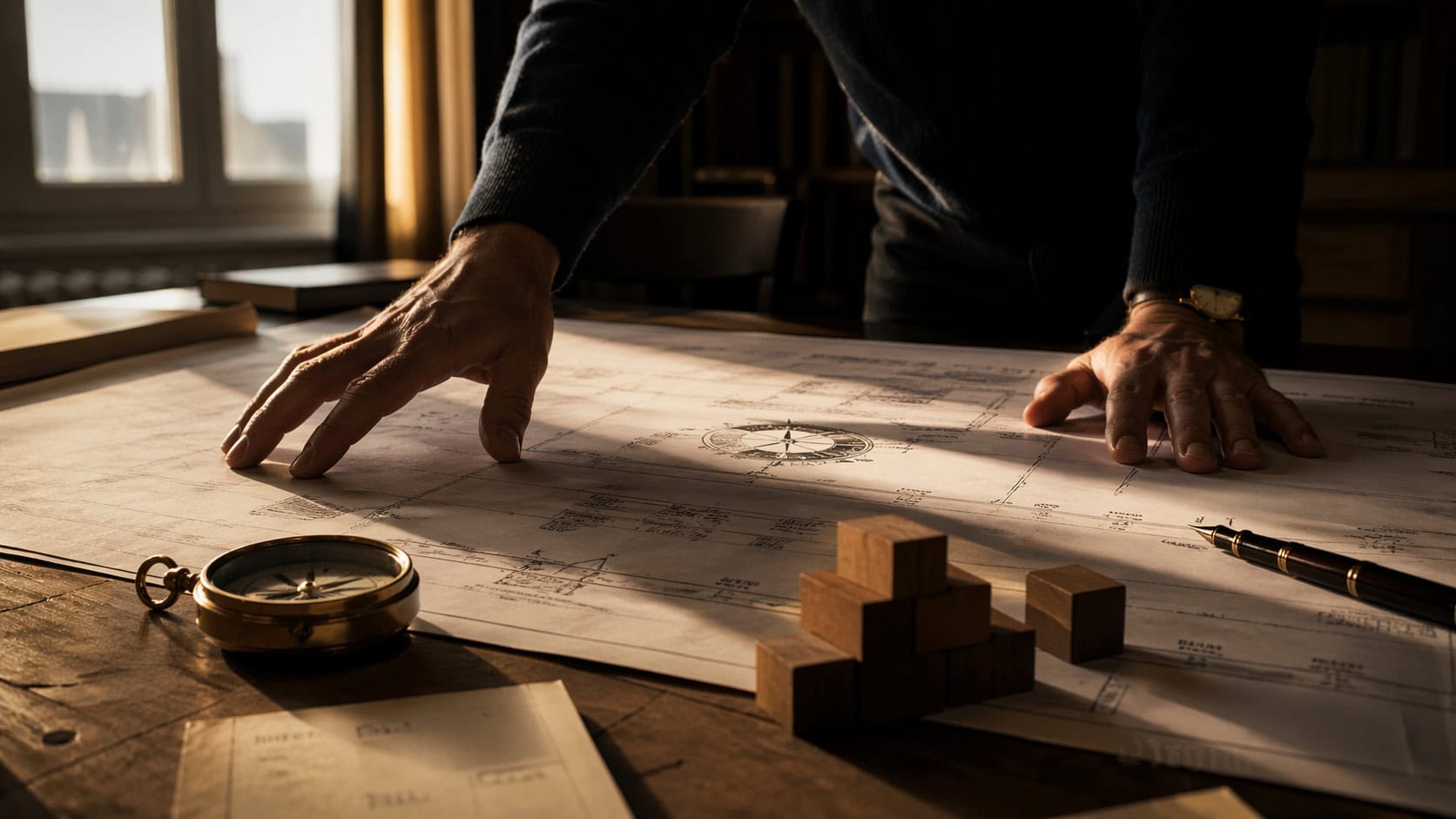 Equity crowdfunding per le PMI: crescere senza soci indesiderati. equity crowdfunding per le PMI mani di imprenditore su blueprint finanziario con strumenti di pianificazione e struttura di capitale