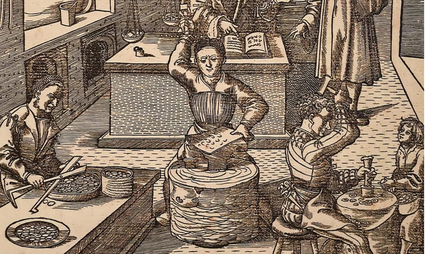 Monete del Marchesato di Saluzzo, incisione rinascimentale della zecca con maestri incisori e battitura delle monete