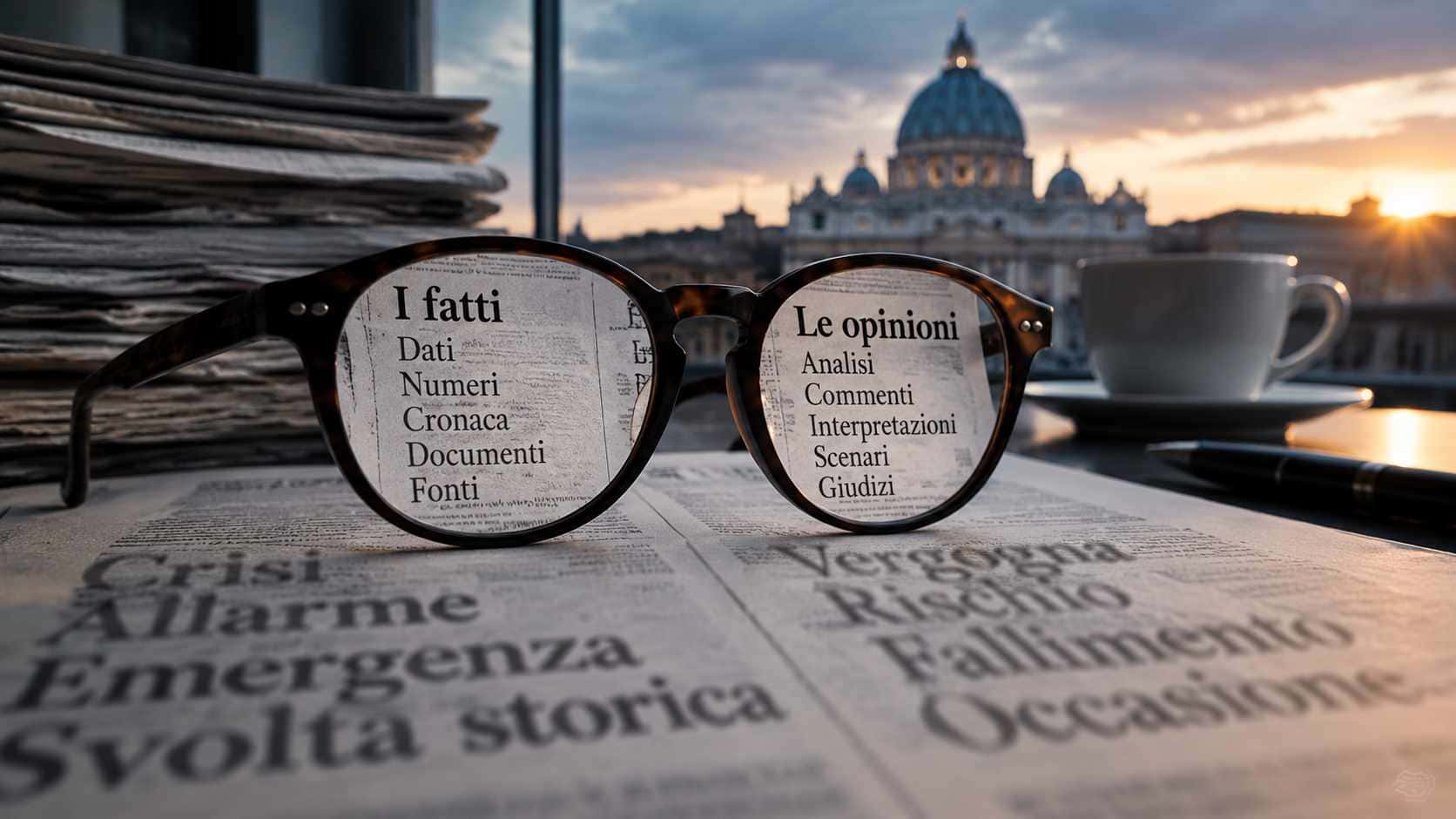 Se il giornalismo smette di raccontare e comincia a interpretare. Giornalismo e opinione attraverso occhiali che distinguono fatti, dati, analisi e interpretazioni sulla stampa