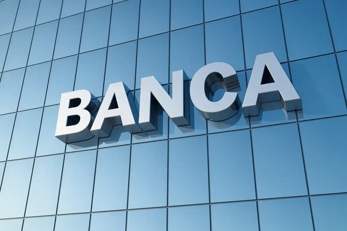 I tuoi dati? Valgono oro per le banche. Quanto guadagnano davvero profilandoti. profilazione bancaria – insegna moderna di una banca su edificio in vetro, simbolo dell’analisi dei dati finanziari dei clienti