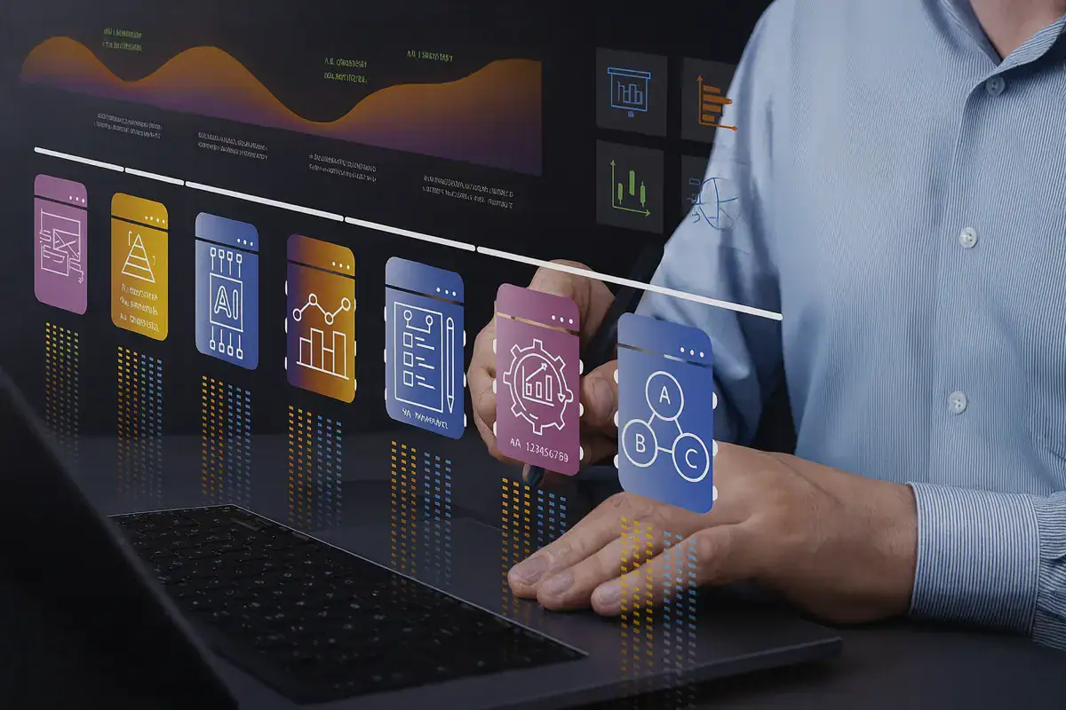 C'è un punto di non ritorno per l'economia italiana?. transizione strutturale delle PMI italiane rappresentata da un professionista che analizza dati digitali su laptop con interfacce tecnologiche avanzate